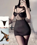 Robe Noire Sexy en Dentelle Transparente – Col Halter