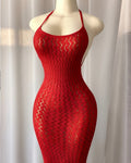 Body Rouge Rayé en Dentelle – Tenue Sexy
